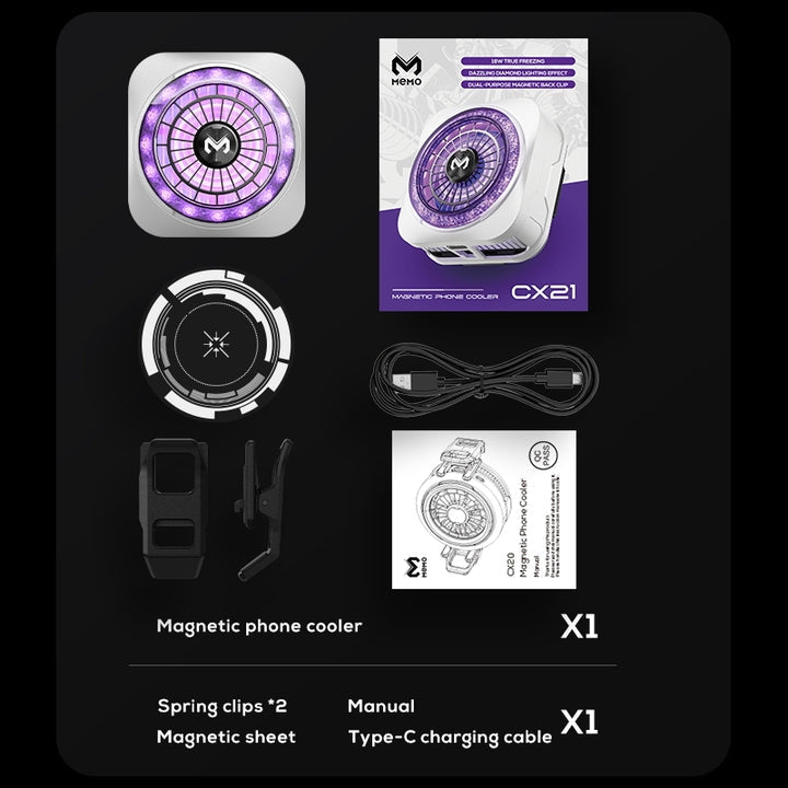 MEMO CX21 High Power 18W Magnetic Phone Cooler with Back Clip Semiconductor Ice Cooling Radiator for Mobile Gaming