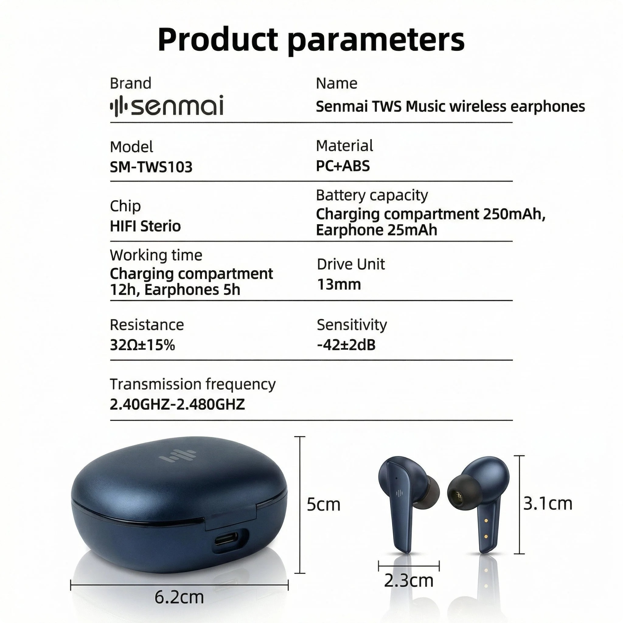 Senmai™ Earbuds Zero Lag for Gaming & Call | 50-Hour Play back time