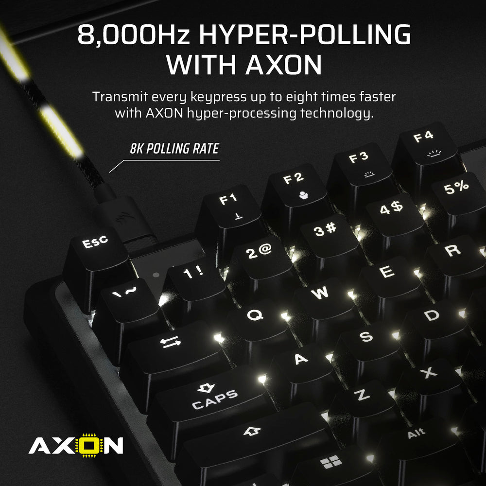 Corsair K70 PRO TKL RGB Tenkeyless Mechanical Wired Gaming Keyboard – Pre-Lubed Hall Effect MGX Hyperdrive Adjustable Switches, Simultaneous SOCD and Rapid Trigger, ABS Double-Shot, QWERTY NA – Black