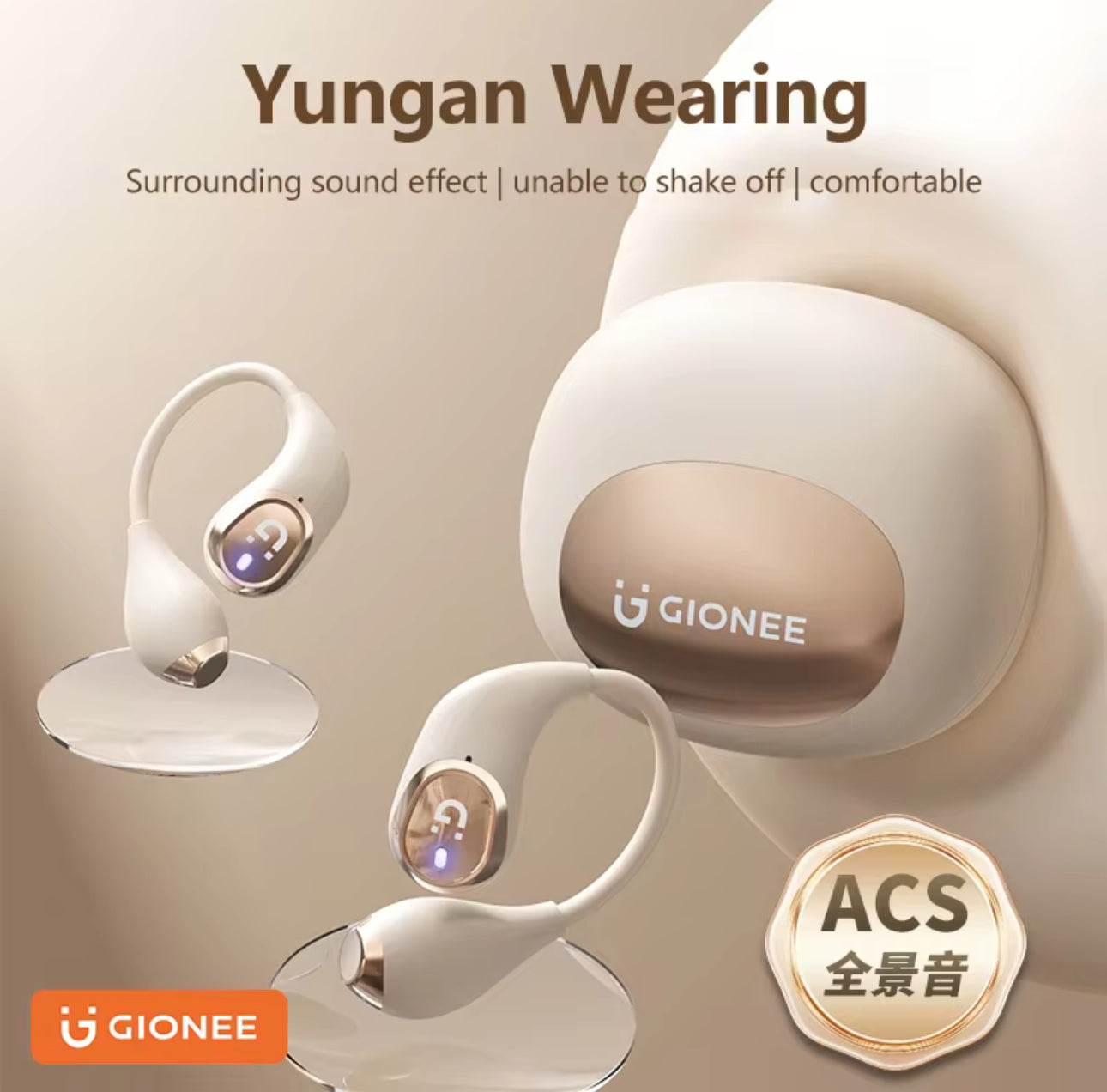 GIONEE JL012 OWS Open Ear Wireless Earbuds - Soft Comfortable Bluetooth