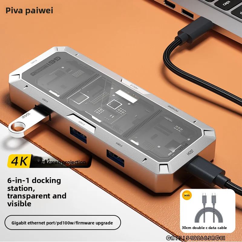 PIVA G91 9 in 1 Aluminum Alloy Office Docking Station Smart Screen Display Type-C to HDMI2.0 USB3.0 HUB PD100W Adapter
