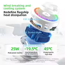 PIVA B3 25W Gaming Mobile Cooling Fan Colorful Led Light Semiconductor Mobile Phone Cooler Magnetic and Rotatable Clip for PUBG