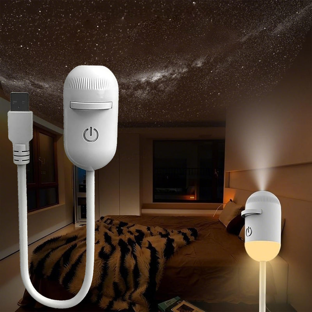 USB Galaxy Star Projector Night Light – Mini Starry Sky LED Lamp with Touch Control