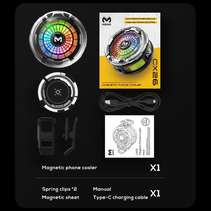 MEMO CX26 Ultra 30W Magnetic Semiconductor Radiator High Powder Phone Cooler with Temperature Display for PUBG Mobile Gamer